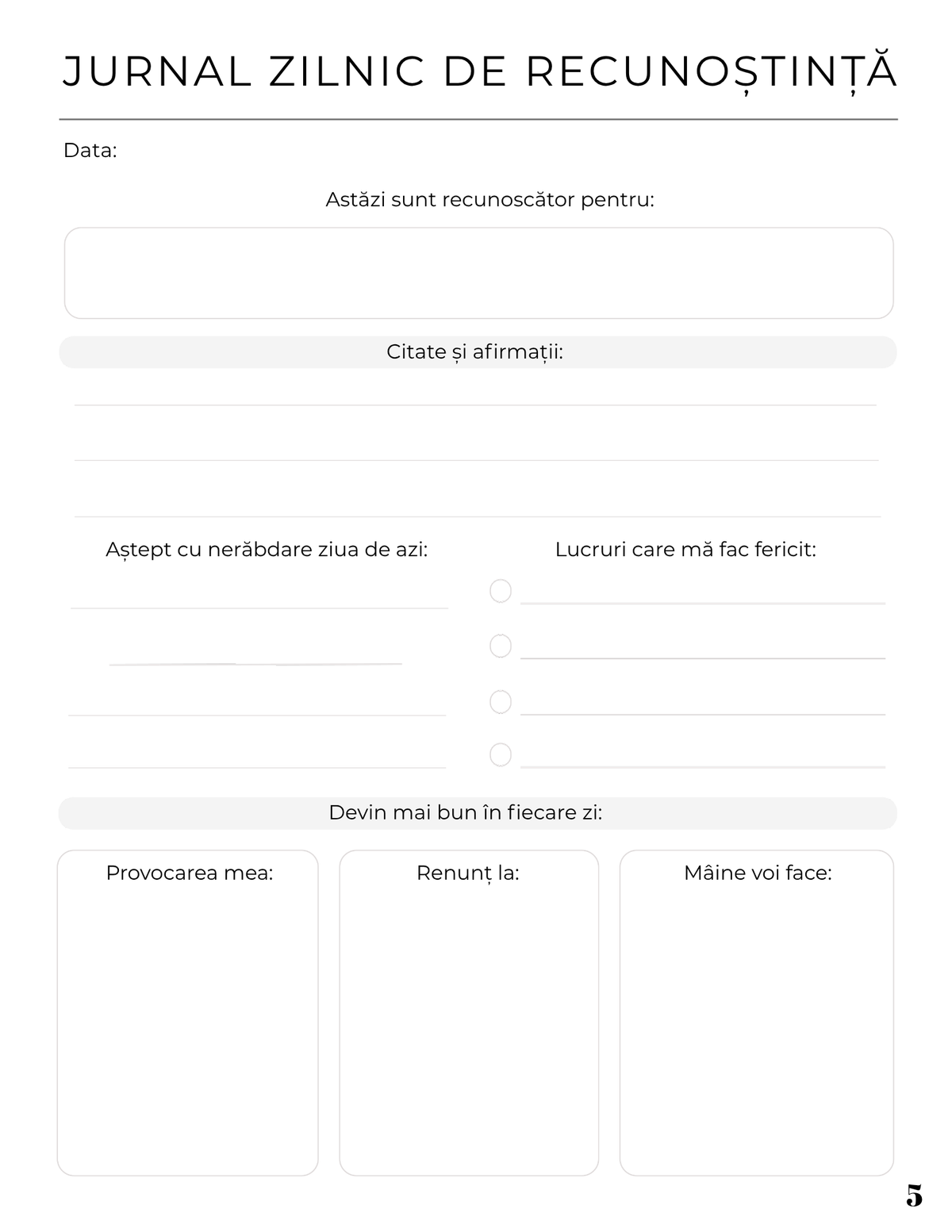 Interior Jurnalul de Recunoștință PDF – exerciții zilnice pentru recunoștință și bunăstare fizică și mentală, cotomag.ro
