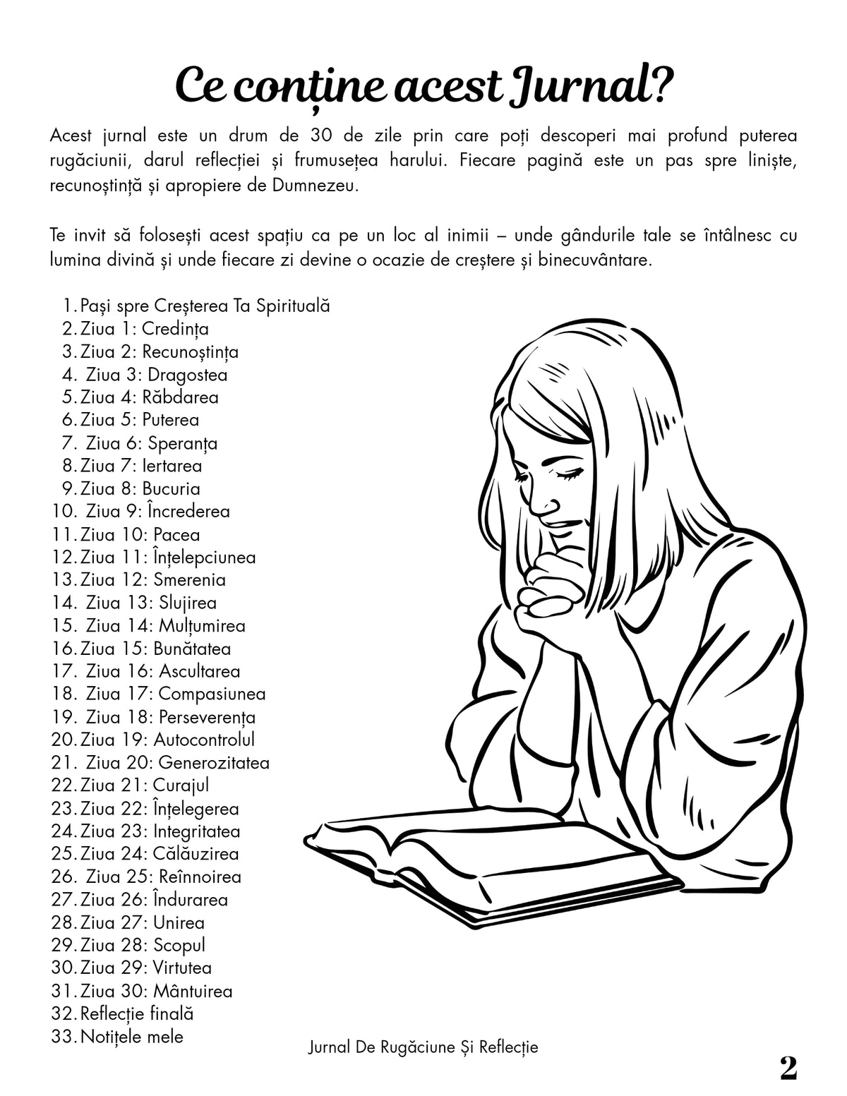 Interior Jurnalul de Rugăciune și de Reflecție PDF 30 de Zile de Har – reflecții zilnice și spațiu pentru rugăciune, cotomag.ro
