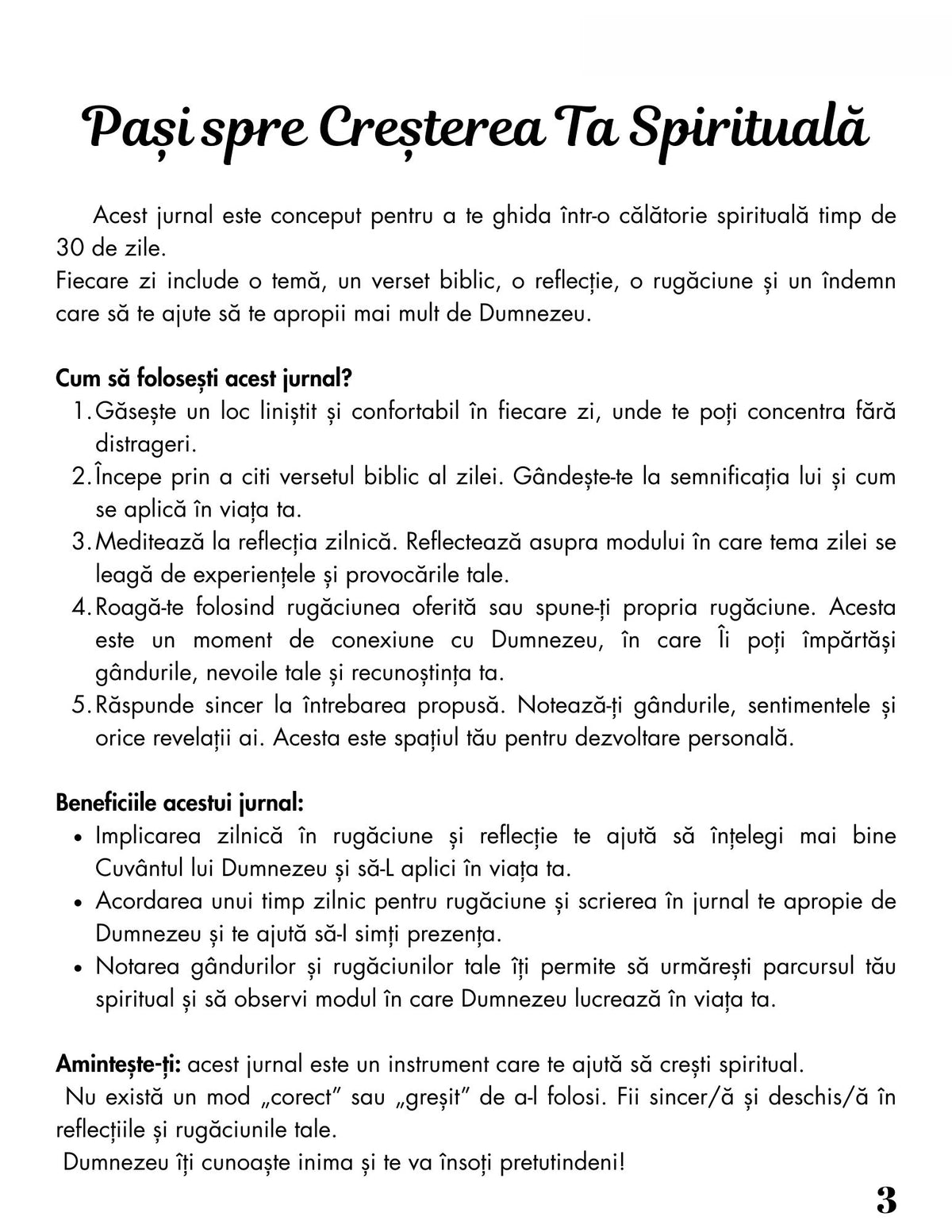 Interior Jurnalul de Rugăciune și de Reflecție PDF 30 de Zile de Har – reflecții zilnice și spațiu pentru rugăciune, cotomag.ro
