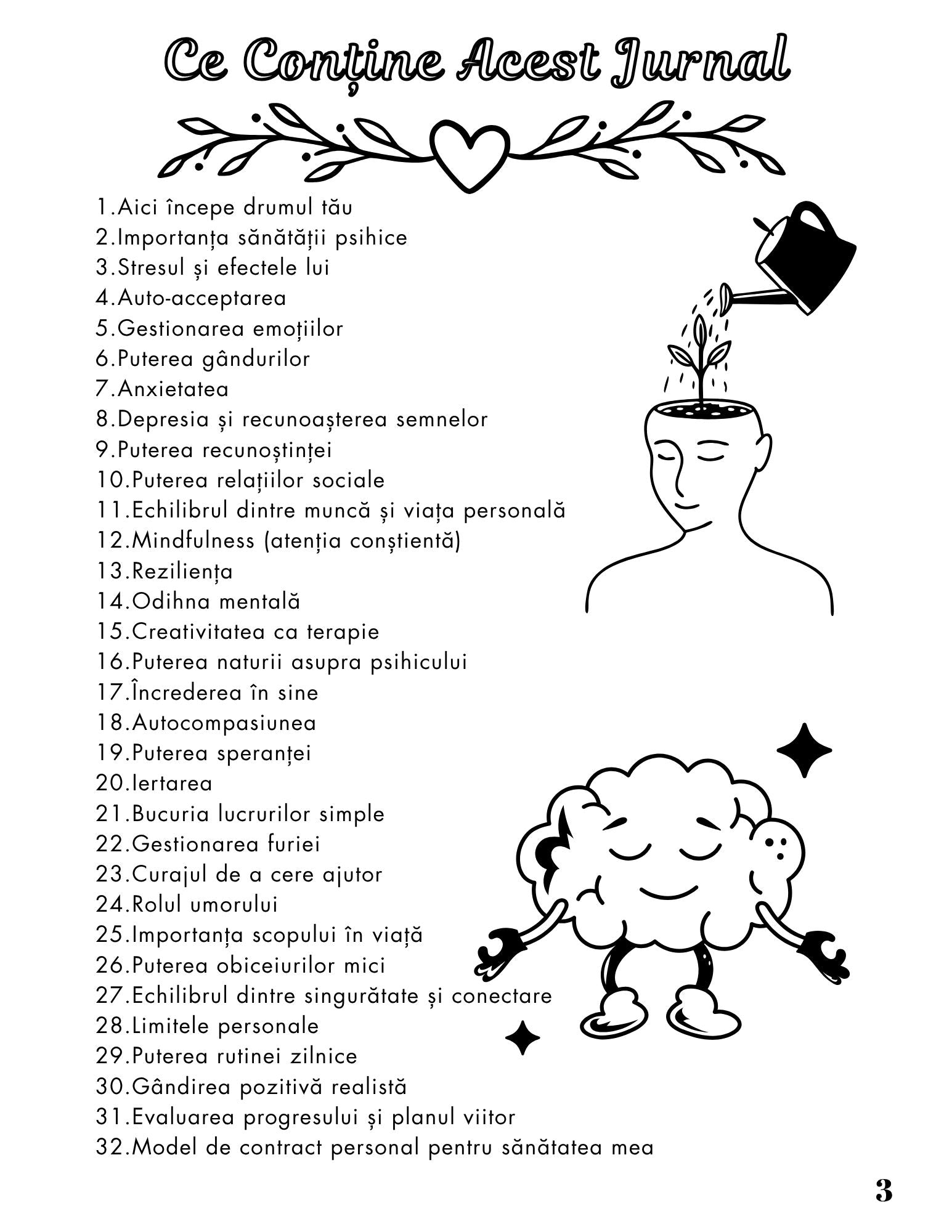 Interior Jurnalul Sănătății Mele PDF Importanța Sănătății Psihice – exerciții practice pentru observarea gândurilor și construirea echilibrului mental și emoțional sănătos, cotomag.ro