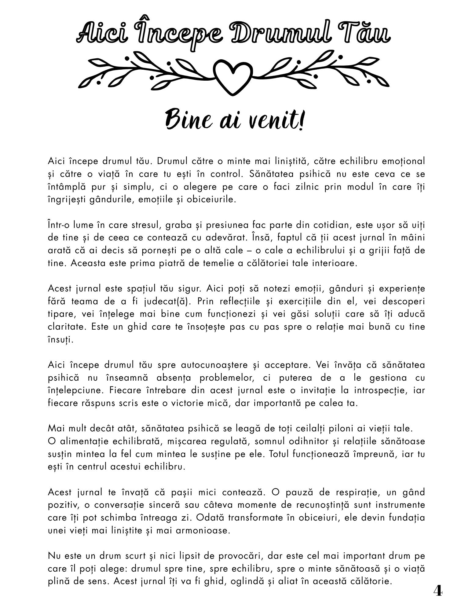 Interior Jurnalul Sănătății Mele PDF Importanța Sănătății Psihice – exerciții practice pentru observarea gândurilor și construirea echilibrului mental și emoțional sănătos, cotomag.ro
