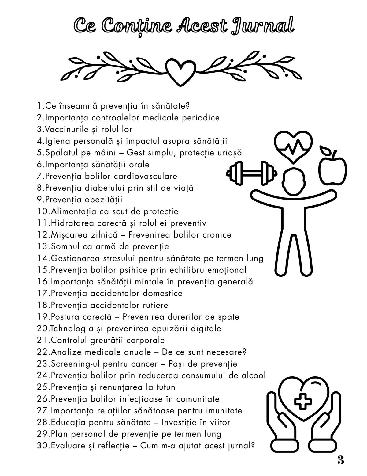 Interior Jurnalul Sănătății Mele PDF Prevenția – exerciții și spațiu pentru monitorizarea zilnică a obiceiurilor sănătoase, cotomag.ro