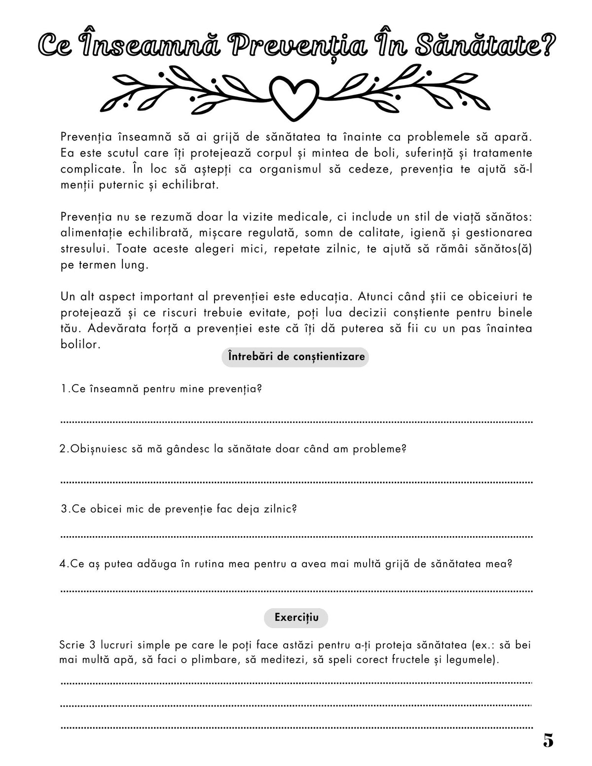 Interior Jurnalul Sănătății Mele PDF Prevenția – exerciții și spațiu pentru monitorizarea zilnică a obiceiurilor sănătoase, cotomag.ro