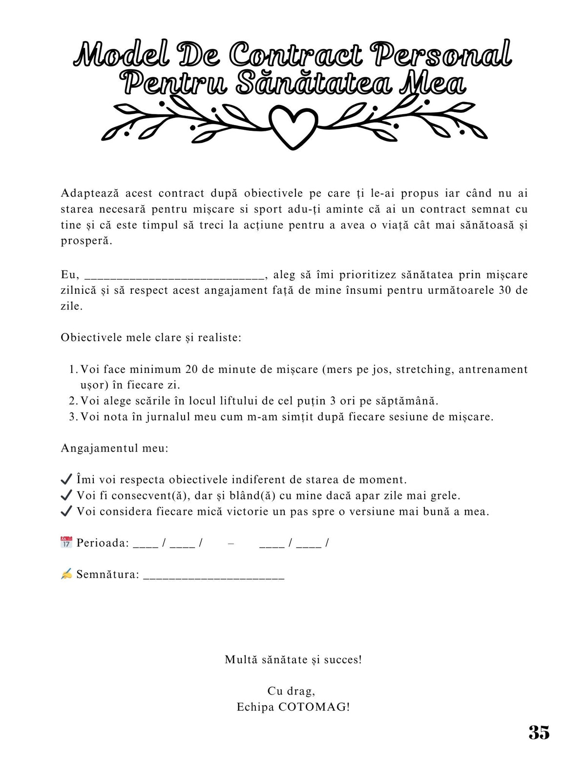 Interior Jurnalul Sănătății Mele PDF Sportul și Mișcarea – exerciții și teme despre construirea unei rutine active și conștientizare corporală, cotomag.ro