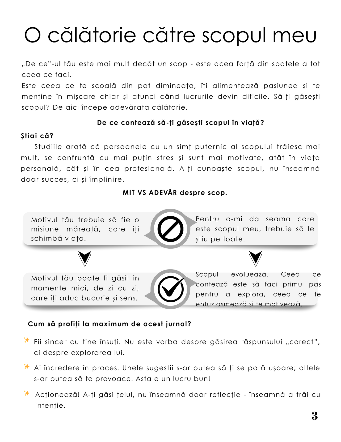 Interior Jurnalul Scopului Tău PDF – exerciții practice pentru descoperirea scopului personal și clarificarea valorilor și direcției în viață, cotomag.ro