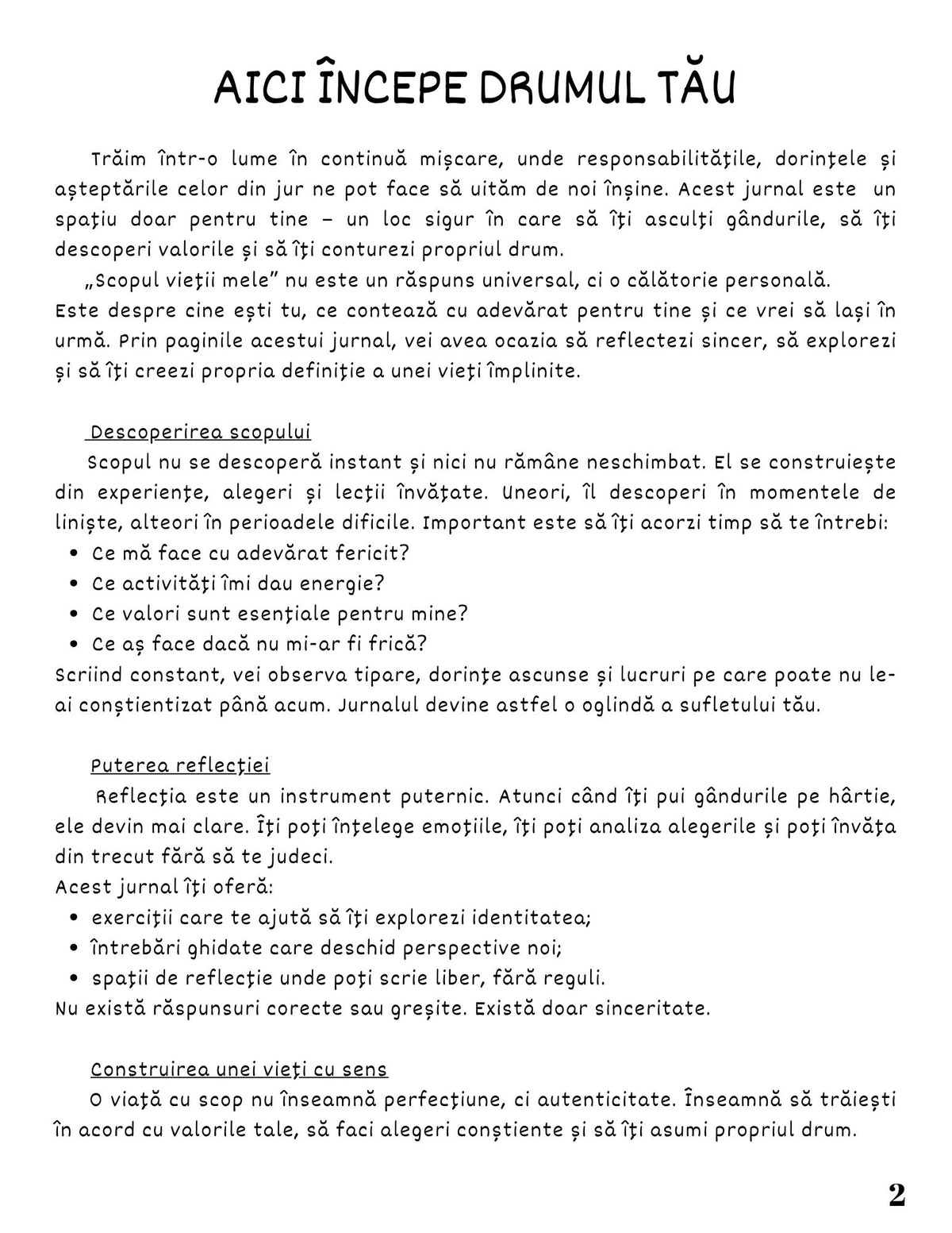 Interior Jurnalul Meu de Lucru PDF Scopul Vieții Mele – exerciții și întrebări pentru descoperirea valorilor și clarificarea scopului, cotomag.ro