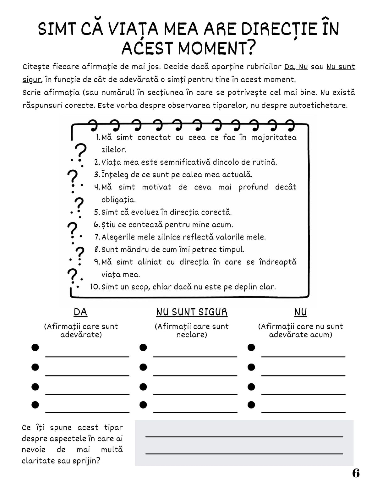 Interior Jurnalul Meu de Lucru PDF Scopul Vieții Mele – exerciții și întrebări pentru descoperirea valorilor și clarificarea scopului, cotomag.ro