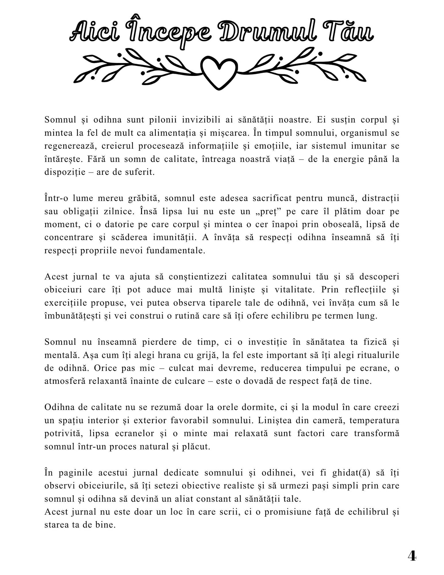 Interior Jurnalul Sănătății Mele PDF Somnul și Odihna – monitorizare zilnică și exerciții practice pentru îmbunătățirea calității somnului și rutinei de seară, cotomag.ro
