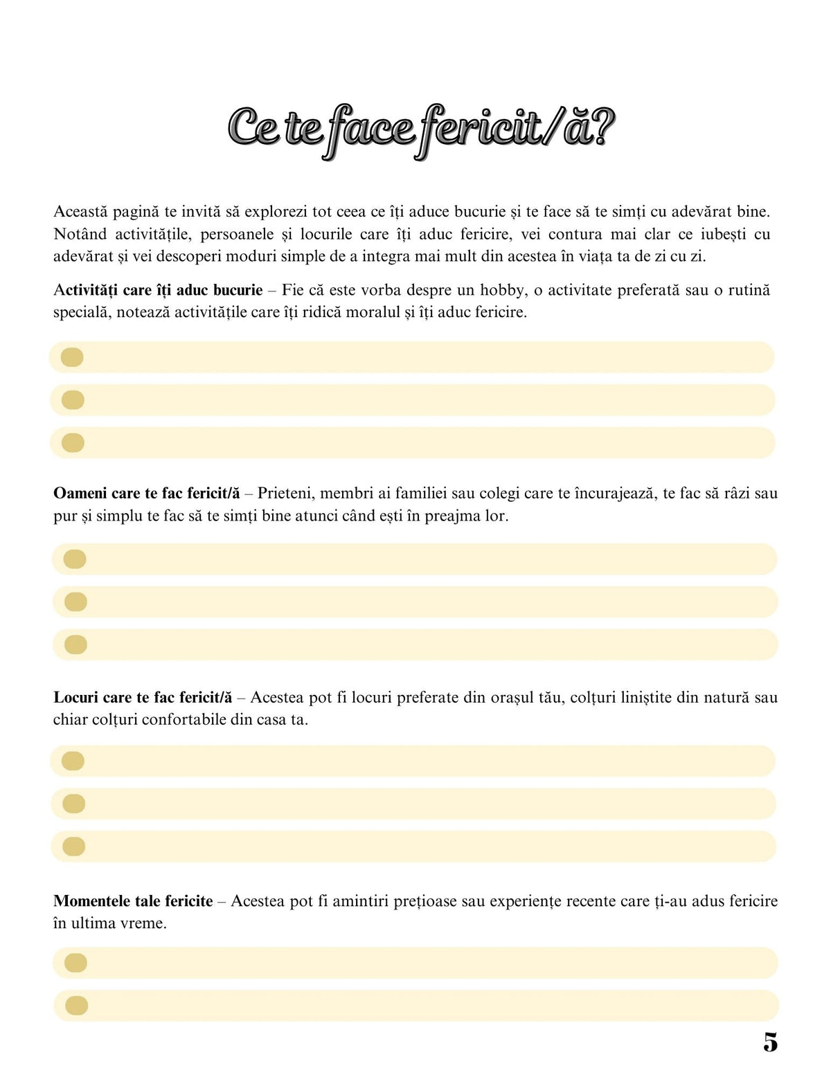 Interior Jurnalul unei Vieți Prospere și Fericite PDF – exerciții și întrebări pentru claritate și echilibru între obiective și viața personală, cotomag.ro