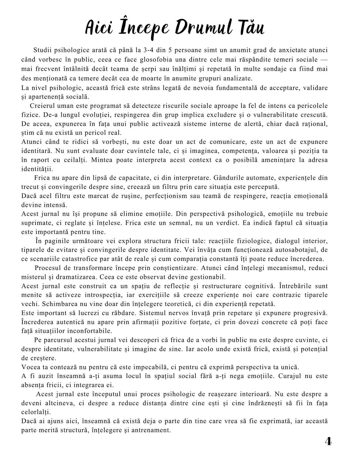 Interior Jurnalul Vocea Mea Contează PDF – exerciții și tehnici pentru depășirea fricii de a vorbi și exprimare autentică, cotomag.ro