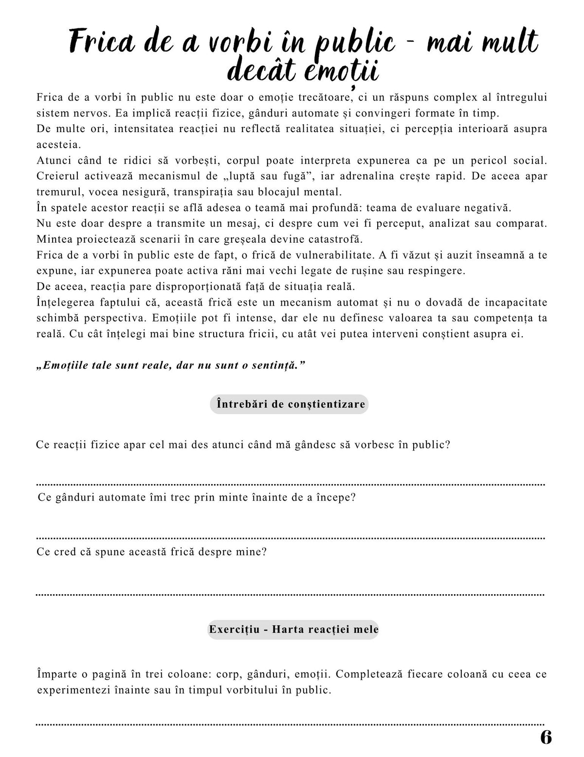 Interior Jurnalul Vocea Mea Contează PDF – exerciții și tehnici pentru depășirea fricii de a vorbi și exprimare autentică, cotomag.ro