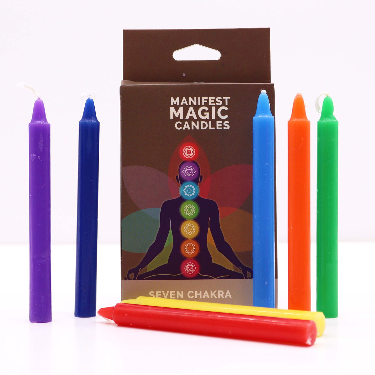 Lumânări Magice Ezoterice – 7 Chakre, set de 7 lumânări ritualice colorate pentru echilibrarea completă a sistemului energetic, cotomag.ro