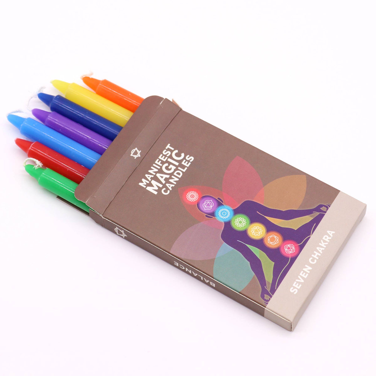 Lumânări Magice Ezoterice – 7 Chakre, set de 7 lumânări ritualice colorate pentru echilibrarea completă a sistemului energetic, cotomag.ro