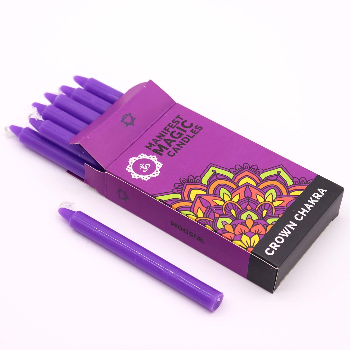 Lumânări Magice Ezoterice Violete (12 bucăți) – Chakra Coroanei, lumânări ritualice pentru conexiune spirituală și iluminare, cotomag.ro