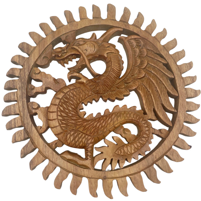 Decoratiune din Lemn - Dragon 30 cm